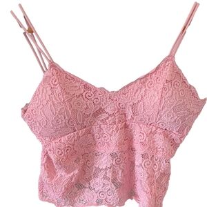 Love Poem Pink Lace Crop Top